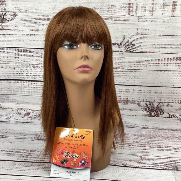 Italian Striaight Wig #30 Honey Brown Long w/ Bang Adjustable Synthetic - Picture 1 of 7